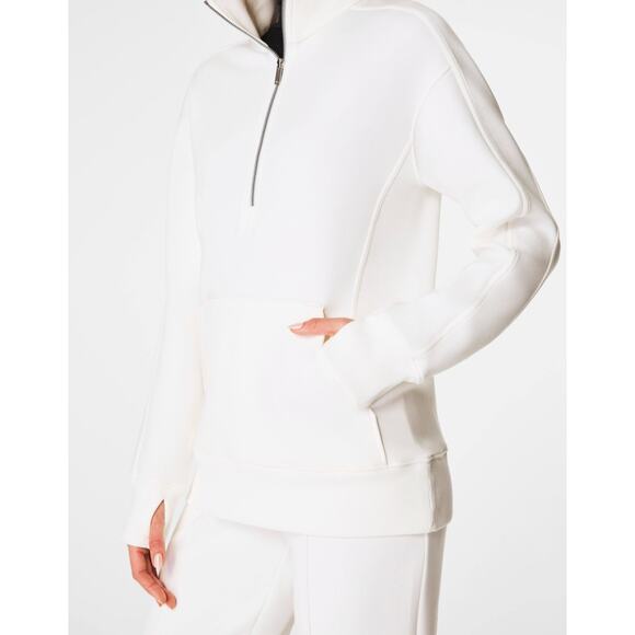 SPANX AirEssentials Luxe Half Zip Top Tunic Sweatshirt Pullover Powder White NWT - Picture 7 of 7